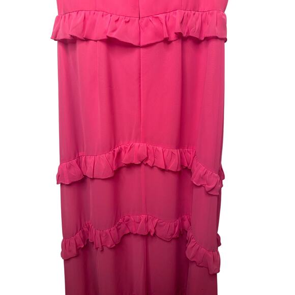Revelry Women’s Formal Dress Pink Maxi Ruffle V-Neck Bridesmaid Prom Gown NWT - Picture 5 of 8